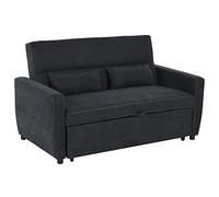 HOMCOM Canapé-lit 2 places, avec fonction de couchage, dossier réglable, avec coussin, aspect velours, pour salon, chambre d'amis, noir