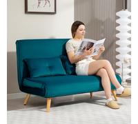 HOMCOM Canapé-lit 2 places, Canapé-lit, Convertible en lit, Dossier ajustable, Revêtement en tissu, Cadre métallique, Vert
