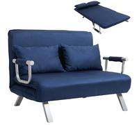 Canapé-lit canapé convertible 2 places déhoussable grand confort 2 coussins fournis pieds accoudoirs métal suède bleu