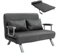 Canapé-lit canapé convertible 2 places déhoussable grand confort 2 coussins fournis pieds accoudoirs métal suède anthracite Anthracite G