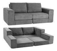 HOMCOM Canapé-lit 208 cm Chenille Pliable, 2 Places sans Cadre, Gris | Canapé-lit convertible 4-en-1, avec assise large, coussin épais et accoudoirs larges, pour salon et chambre, sans montage