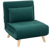 HOMCOM Canapé-lit 3 en 1 pliable avec fonction lit - Dossier réglable - Coussin d'assise - Aspect lin - Fauteuil de relaxation - Pour salon, chambre à coucher - 72 x 78 x 79 cm - Vert foncé
