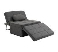 HomCom Chauffeuse 1 place 4-en-1 – Fauteuil lit convertible, dossier 5 niveaux, repose-pied, gris