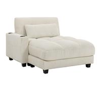 HOMCOM Canapé-lit avec coussin, mousse, convertible en lit, porte-gobelet, blanc crème