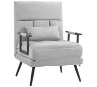 HomCom Fauteuil convertible 3-en-1 Canapé-lit 1 place - dossier inclinable 5 positions, velours gris