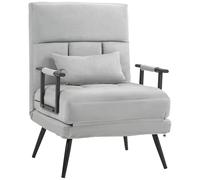 HOMCOM Canapé lit Convertible 1 Place Fauteuil de Salon 3 en 1 Dossier inclinable 5 Positions, accoudoirs et Coussin, Effet Velours, Gris