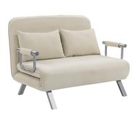 HOMCOM Canapé-Lit Fauteuil Convertible 2 Places Déhoussable Beige | Dossier Réglable en 5 Positions, Chaise Longue, 2 Coussins Inclus, Canapé en Revêtement Aspect Suède Déhoussable