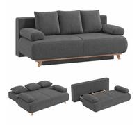 HOMCOM Canapé-lit futon 3 Places Convertible, Dossier réglable, Rangement dissimulé, Velours côtelé, Beige