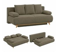 HOMCOM Canapé-lit futon 3 Places, Dossier réglable, Rangement caché, revêtement en Velours côtelé, Vert Profond