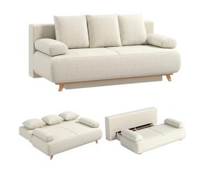 HOMCOM Canapé-lit futon 3 Places en Velours côtelé, Dossier réglable, Rangement caché, Beige