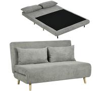 HOMCOM Canapé-lit, lit Pliant avec Fonction lit, Coussin de Dossier, canapé rembourré avec Dossier réglable, Aspect Velours, 141 x 90 x 81 cm, Gris
