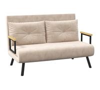 HOMCOM Canapé-lit pliable en velours 4 en 1 avec dossier réglable à 5 niveaux et oreillers rembourrés pour bureau, chambre, salon, 102 x 73 x 81 cm, beige