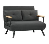 HOMCOM Canapé-lit pliable tapissé en mouton 2 places 4 en 1 avec dossier réglable à 5 niveaux et oreillers rembourrés pour bureau, chambre, salon, 102 x 73 x 81 cm, gris foncé