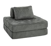 HOMCOM Canapé-lit pliant 2 en 1, chauffeuse 1 place, convertible en chenille, coussin épais, dossier et oreiller, gris