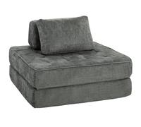 HOMCOM Canapé-Lit Pliant 2 en 1 Chauffeuse 1 Place en Chenille Gris