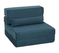 HOMCOM Canapé-Lit Pliant 3 en 1 Chauffeuse 1 Place Convertible Bleu