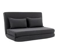 HOMCOM Canapé-Lit Pliant, Chauffeuse 2 Places Convertible Velours Côtelé, Dossier Réglable, Assise Large, 2 Oreillers, Gris