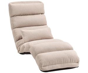 HOMCOM Canapé Paresseux chauffeuse 1 Place Fauteuil Convertible Fauteuil lit avec Dossier et Appui-tête réglables sur 5 Positions pour Salon Chambre et Bureau Charge 120 Kg 58x119x78cm Beige