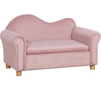 HOMCOM Canapé pour enfants Canapé pour enfants avec espace de rangement, canapé de jeu pour enfants, deux places pour enfants 3-5 ans, meuble pour enfants 2 places en tissu non tissé néerlandais, rose