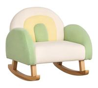 HOMCOM Canapé pour enfants Fauteuil à bascule pour jeunes enfants Canapé pour enfants 1,5-3 ans Siège bébé pour chambre d'enfant Salle de jeux Matelassé d'agneau Bois d'eucalyptus Vert