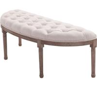 HOMCOM Canapé rembourré Lounge pouf vintage rétro avec boutons Canapé lin + bois beige 140 x 51 x 48 cm