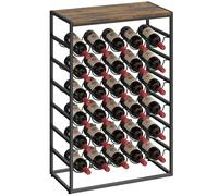 HOMCOM Casier à Bouteilles pour 30 Bouteilles, étagère à vin avec 6 Niveaux avec Plateau Effet Bois, Style Industriel, casier à vin en métal, pour Cave, Bars, sous-sols, 59x30x88,5cm, Brun Rustique