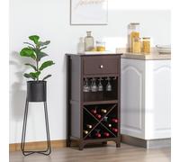 HOMCOM Casier à vin moderne et compact 12 bouteilles support verres à vin intégré et tiroir - marron