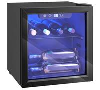 HOMCOM Cave à Vin 12 Bouteilles 36L Température Réglable 4-16 °C Noir