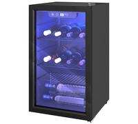 HOMCOM Cave à vin 24 bouteilles 68L, réfrigérateur à vin et boissons avec température réglable 4-16 °C, porte réversible, noir