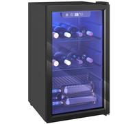 HOMCOM Cave à vin 24 bouteilles 68L, réfrigérateur à vin et boissons avec température réglable 4-16 °C, porte réversible en verre trempé double, éclairage LED, écran tactile et étagère amovible, noir