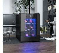 HOMCOM Cave à vin 6 bouteilles 17L haute performance température réglable 8-18° avec lumière LED panneau contrôle tactile noir