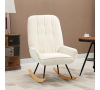 HOMCOM Chaise à Bascule avec Polaire Sherpa 63 cm x 95 cm x 97 cm Naturel + Crème