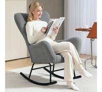 HOMCOM Chaise à Bascule, Revêtement Doux, Coussin Lombaire, Antidérapant, Jusqu'à 120 kg, Gris