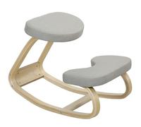 HOMCOM Chaise à genoux avec mouvement de bascule, chaise ergonomique posturale en tissu effet lin et bois de bouleau, 50x73x55 cm, gris clair