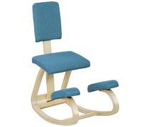 HOMCOM Chaise à Genoux Ergonomique avec Dossier, siège Assis Genoux à Bascule, Tabouret Ergonomique, Tabouret Bureau orthopédique, correcteur de Posture, soulager Les douleurs au Dos, Bleu foncé