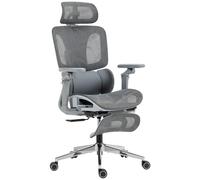 HOMCOM Chaise Bureau Ergonomique avec Accoudoirs 6D Appui-Tête et Profondeur d'Assise Réglables Maille Gris