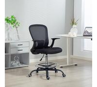 HOMCOM Chaise bureau ergonomique avec repose-pieds ajustable et accoudoirs relevables, hauteur réglable, 59x62x99-119cm, noir