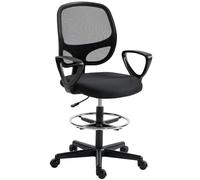 HOMCOM Chaise Bureau Ergonomique avec Repose-Pieds et Accoudoirs Noir