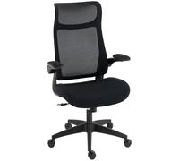 HOMCOM Chaise Bureau Ergonomique, Fauteuil de Bureau avec accoudoirs relevables 3D, Hauteur réglable, Dossier en Maille, Soutien Lombaire, Appui-tête, Fonction de Bascule et pivotant à 360°, Noir