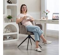 HOMCOM Chaise bureau ergonomique, fauteuil de bureau avec siège pivotant à retour automatique, 60 x 66 x 86,5 cm, brun clair