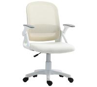 HOMCOM Chaise Bureau Ergonomique, Fauteuil de Bureau en Maille avec accoudoirs relevables, Hauteur réglable, Soutien Lombaire et pivotant à 360°, 57,5 x 60 x 101 cm, Blanc