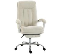 HOMCOM Chaise Bureau Ergonomique Hauteur Réglable Dossier Haut Crème
