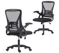 HOMCOM Chaise Bureau Ergonomique Pivotant à 360° 59,5x56x93-103 cm Noir | Fauteuil de Bureau en Maille, Accoudoirs Relevables, Hauteur Réglable, Support Lombaire