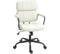 Chaise de bureau design néo-rétro - double dossier accoudoirs rembourrés - acier noir synthétique crème Blanc G