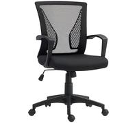 HOMCOM Chaise Bureau, Fauteuil de Bureau, avec siège Dossier en Maille Respirante, Hauteur réglable, Fonction à Bascule, avec Soutien Lombaire, roulettes pivotantes à 360°, Noir