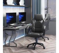 HOMCOM Chaise Bureau Luxe Pivotant Fauteuil Ordinateur Manager Noir