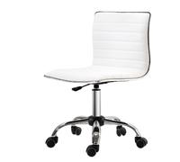 HOMCOM Chaise bureau sans accoudoirs, fauteuil de bureau, hauteur réglable, assise et dossier rembourrés, 48x52x78-90cm, blanc