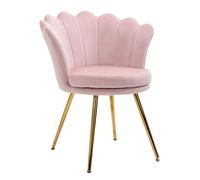 HOMCOM Fauteuil coquillage Fauteuil rose Fauteuil de salon Chaise en velours