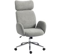 HOMCOM Chaise de Bureau à Domicile avec accoudoirs, Gris foncé | Look bou ppui-tête réglable, chaise de bureau pivotante basculante réglable en hauteur, pour chambre et étude