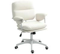 HOMCOM Chaise de bureau avec fonction bascule, rembourrée Chaise de bureau, réglable en hauteur Chaise pivotante avec repose-pieds, charge maximale 120 kg, similicuir, pour bureau, salle d'étude,